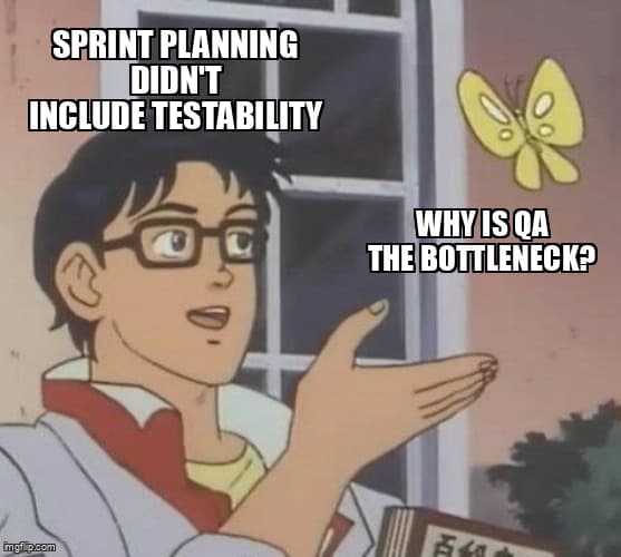 Sprint planning board with QA workflow visualization