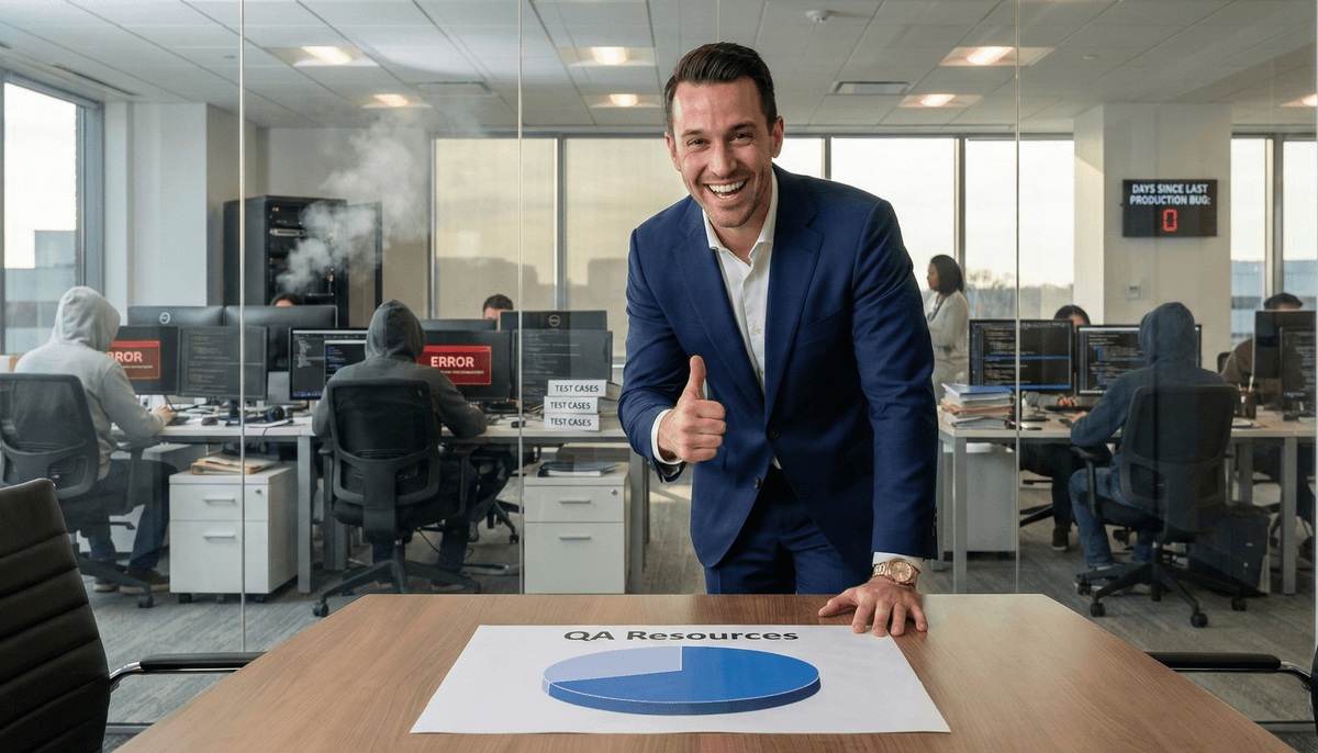 Why Your QA Team Is Building Technical Debt - CTO presenting QA resources while engineering floor is in chaos