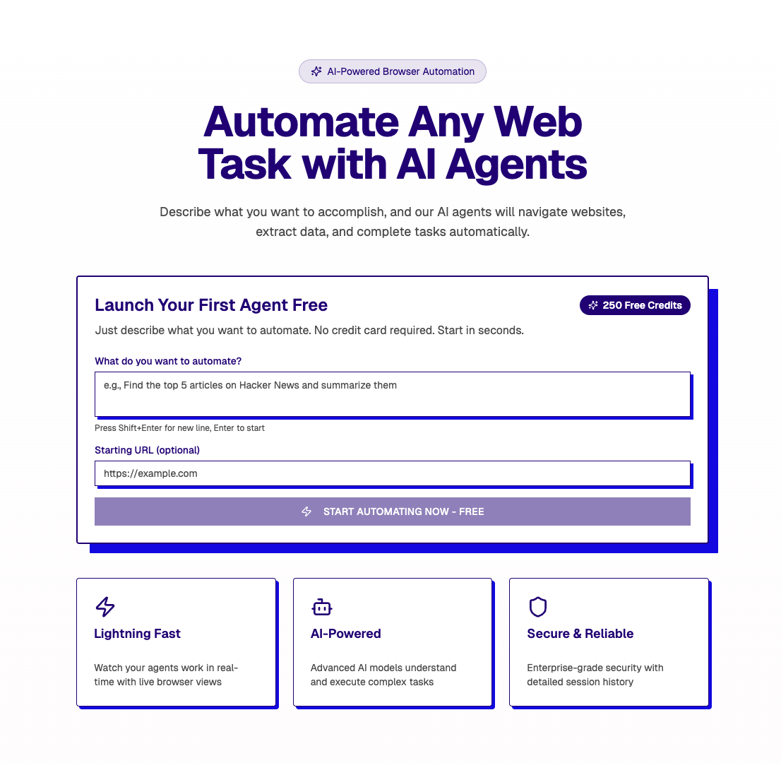 Agents landing page.